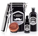 Bartpflegeset Bartpflege aus Deutschland Mr Burton´s - inkl. Bartöl classic (50ml), Bartshampoo (200ml), Bartbürste, Bartschere und Kamm
